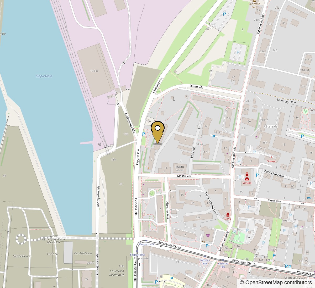 Map showing the office at Eksporta iela 16-52, Riga, LV-1045, Latvia